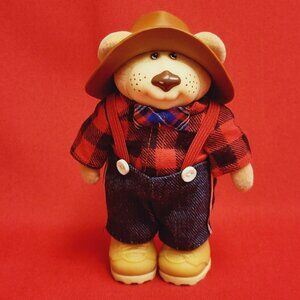 Vintage Furskins Poseable Jointed Bear Figure Farrell Plaid Shirt Jeans